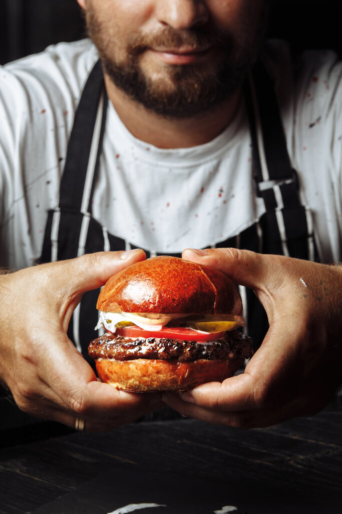 Delicious,burger,just,cooked,by,the,chef